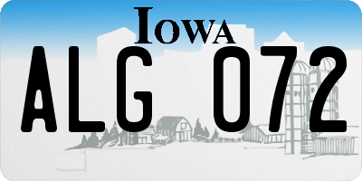 IA license plate ALG072