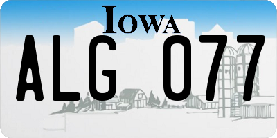 IA license plate ALG077