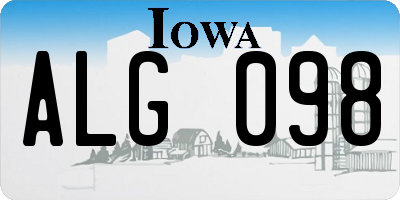 IA license plate ALG098