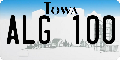 IA license plate ALG100