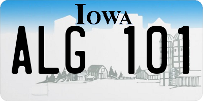 IA license plate ALG101