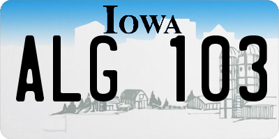 IA license plate ALG103