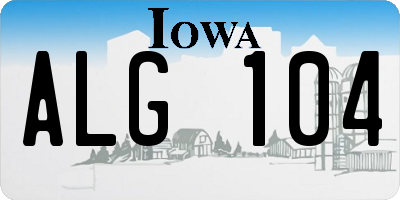 IA license plate ALG104