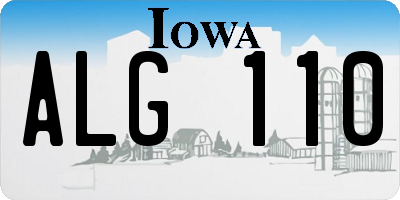 IA license plate ALG110