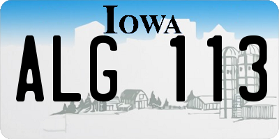 IA license plate ALG113