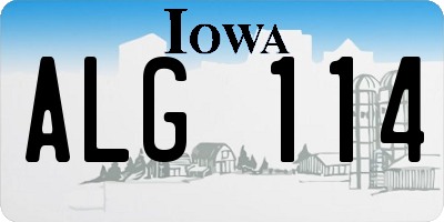 IA license plate ALG114