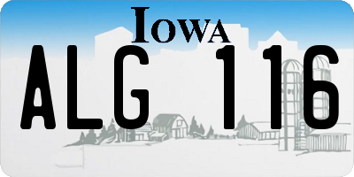 IA license plate ALG116