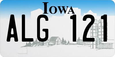 IA license plate ALG121