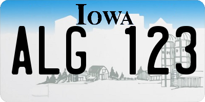 IA license plate ALG123