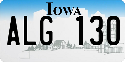 IA license plate ALG130