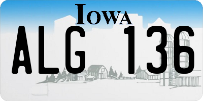 IA license plate ALG136