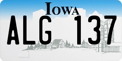 IA license plate ALG137