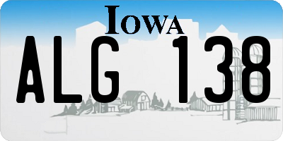 IA license plate ALG138