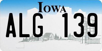 IA license plate ALG139