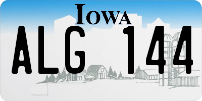 IA license plate ALG144