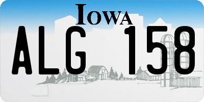 IA license plate ALG158