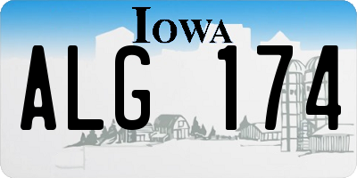 IA license plate ALG174