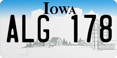 IA license plate ALG178
