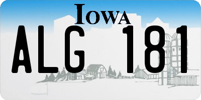 IA license plate ALG181