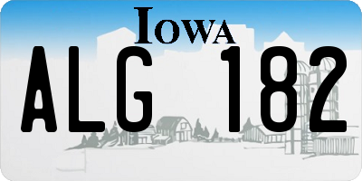 IA license plate ALG182