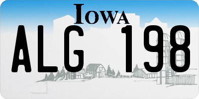 IA license plate ALG198
