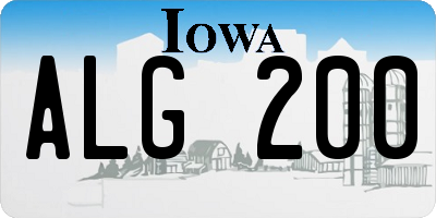 IA license plate ALG200