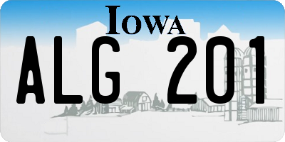 IA license plate ALG201