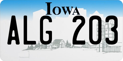 IA license plate ALG203