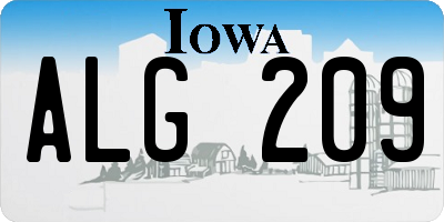 IA license plate ALG209