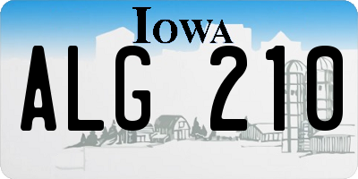 IA license plate ALG210