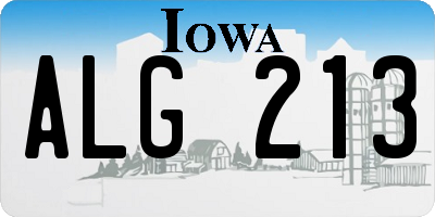 IA license plate ALG213