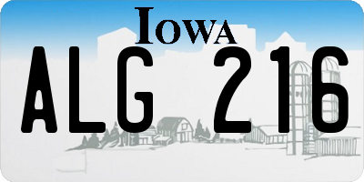 IA license plate ALG216