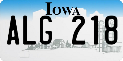 IA license plate ALG218