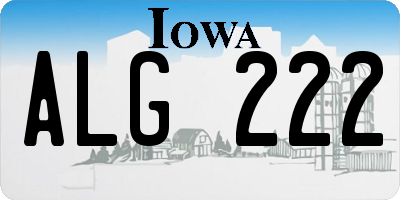 IA license plate ALG222