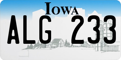 IA license plate ALG233