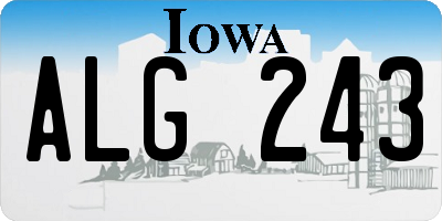 IA license plate ALG243