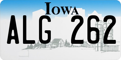 IA license plate ALG262