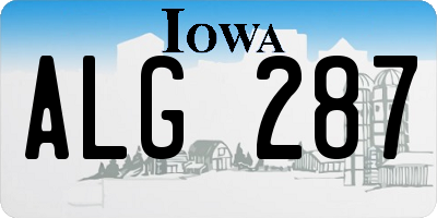IA license plate ALG287