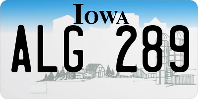 IA license plate ALG289