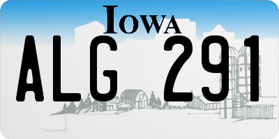 IA license plate ALG291