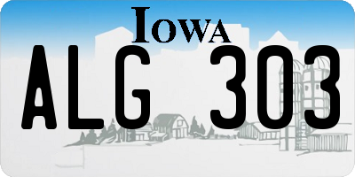 IA license plate ALG303