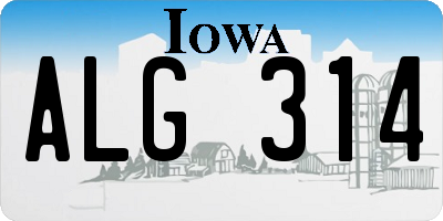 IA license plate ALG314