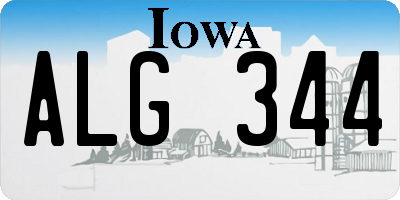 IA license plate ALG344