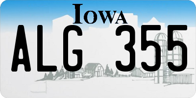 IA license plate ALG355