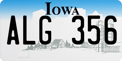 IA license plate ALG356