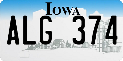 IA license plate ALG374
