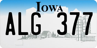 IA license plate ALG377