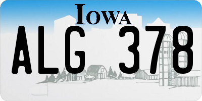 IA license plate ALG378