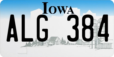 IA license plate ALG384