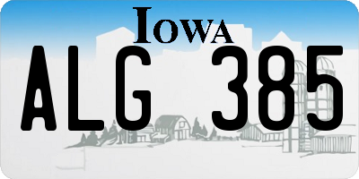 IA license plate ALG385